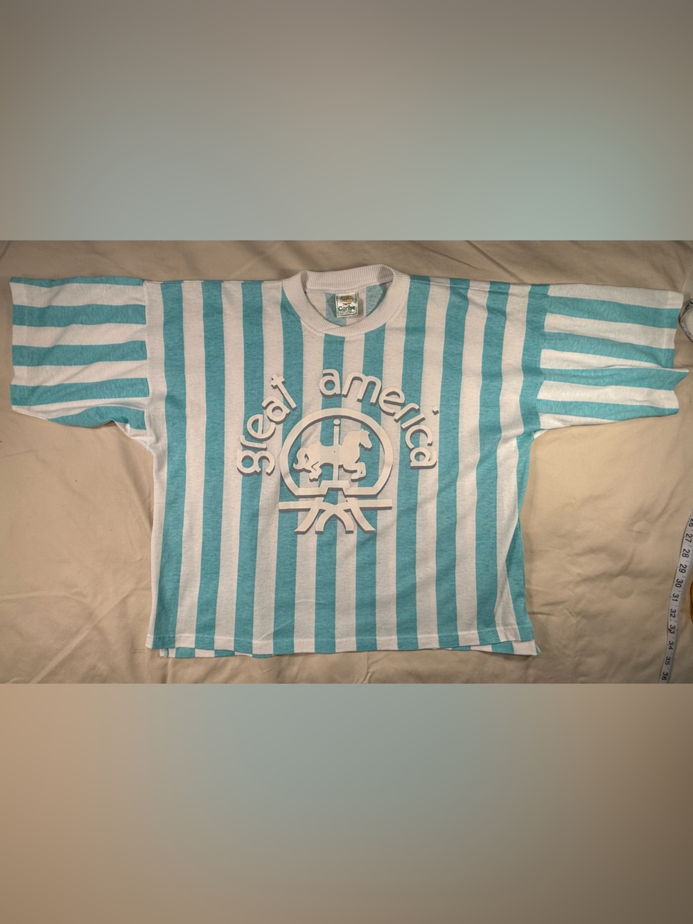 Caribe Vintage Great America Shirt White & Teal One Size